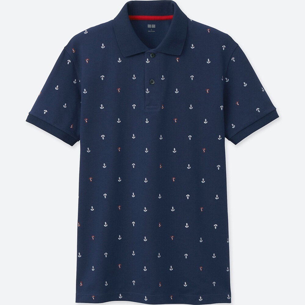 Men’s navy UNIQLO anchor print polo